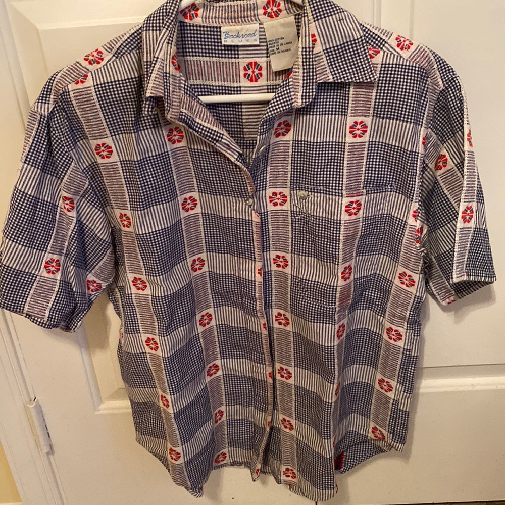 Vintage Button Up  Cotton Collared Blouse